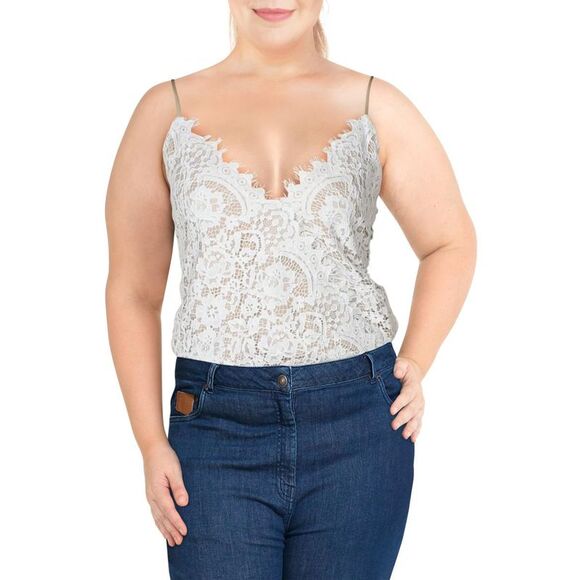 Leyden Womens Ivory Lace Open Back Tank Bodysuit Top NWT - Picture 1 of 1
